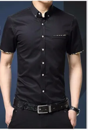 West Louis™ Short Sleeve Slim Fit Cotton Shirt