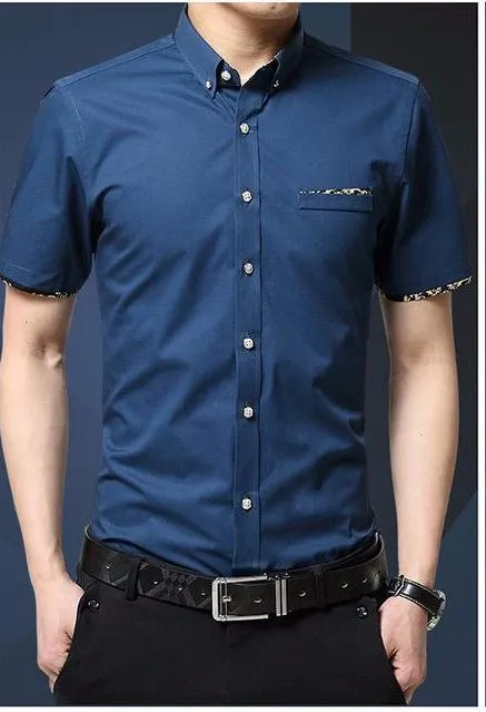 West Louis™ Short Sleeve Slim Fit Cotton Shirt