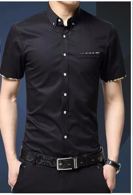 West Louis™ Short Sleeve Slim Fit Cotton Shirt