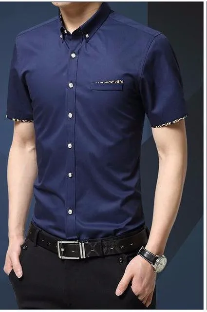 West Louis™ Short Sleeve Slim Fit Cotton Shirt