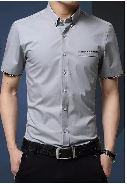 West Louis™ Short Sleeve Slim Fit Cotton Shirt