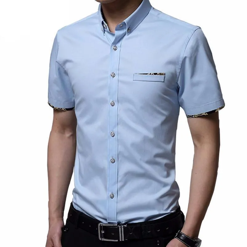 West Louis™ Short Sleeve Slim Fit Cotton Shirt