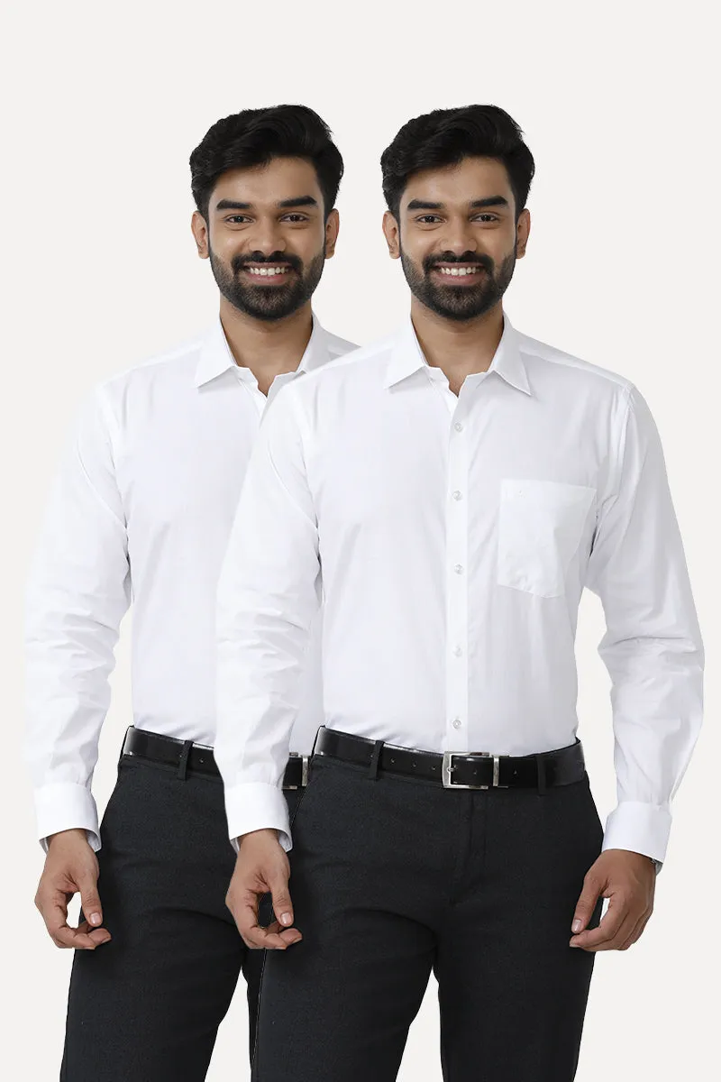 White Field - 100% Cotton Formal White Shirts Pack Of 2 Combo For Men | Uathayam