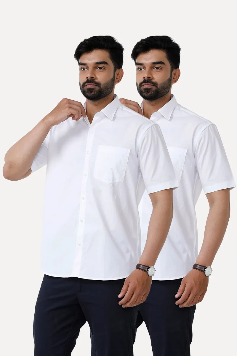White Field - 100% Cotton Formal White Shirts Pack Of 2 Combo For Men | Uathayam