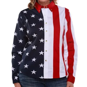 Women's 100% Cotton Stars and Stripes Long Sleeve Shirt