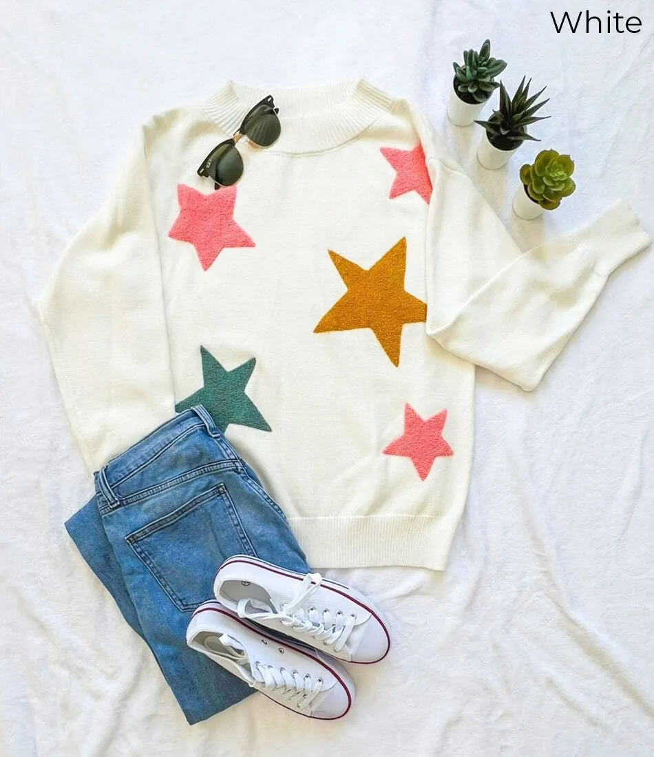 Women's Star Print One Shoulder Oversized Loose Fit Long Sleeve Pullover Sweater Top- Perfect Gift for mom and winter, Black Sweater Gifts