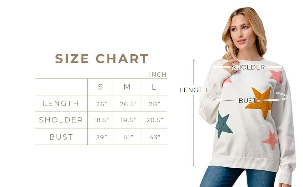Women's Star Print One Shoulder Oversized Loose Fit Long Sleeve Pullover Sweater Top- Perfect Gift for mom and winter, Black Sweater Gifts