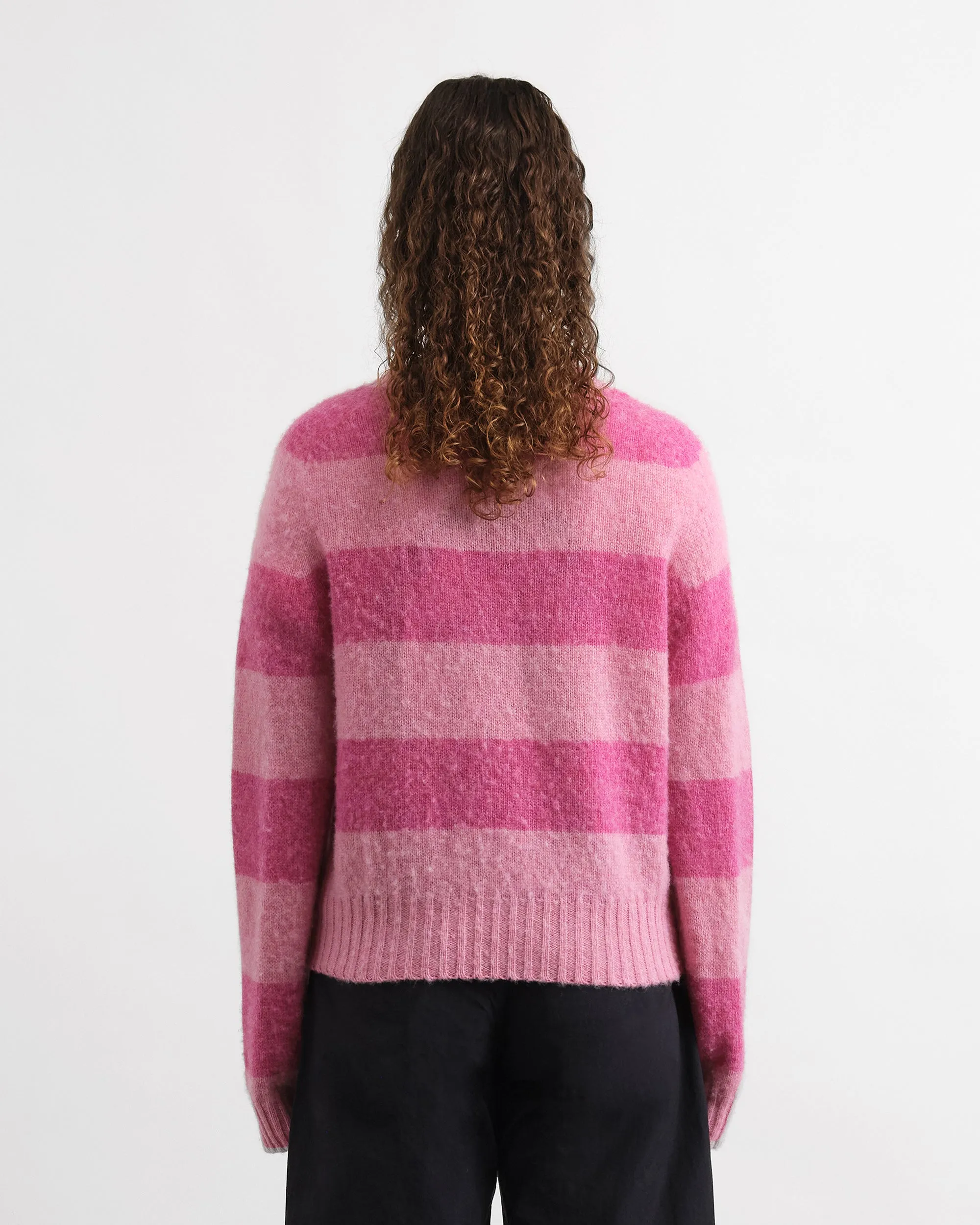 YMC Jets Stripe Crew Knit Pink Stripe